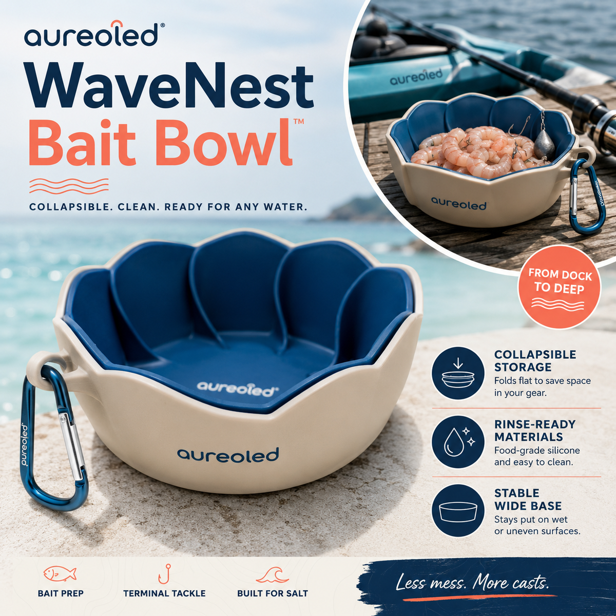 Aureoled™ WaveNest Collapsible Bait Bowl